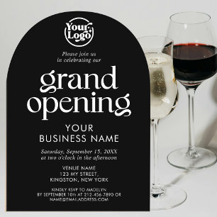 Zwarte Grand Opening Zakelijk Logo Minimalistisch Acryl Uitnodigingen