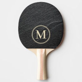 Zwarte granieten steen monogram tafeltennisbatje