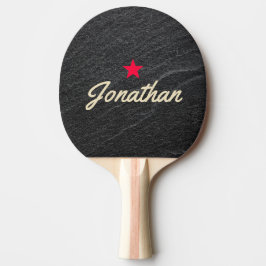Zwarte granieten stenen vintage ster handtekening tafeltennisbatje