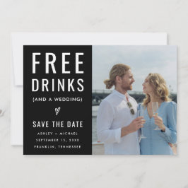 Zwarte Grappige Gratis Drankjes Foto Qr Code Bruil Save The Date
