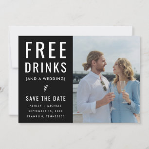 Zwarte Grappige Gratis Drankjes Foto Qr Code Bruil Save The Date