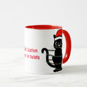 Zwarte Grappige Kat Kerst Licht Sinterklaas Hoed Mok (Voorkant rechts)