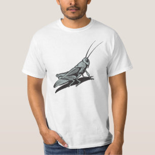 Zwarte Grasshopper Etsen Tekening T-shirt