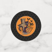 Zwarte Grat Zwarte Kat Tombstone Bats Halloween Confetti (Kleine voorkant)