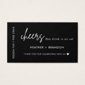 Zwarte Gratis Drank Trouwkaartjes Drankbonnen Visitekaartje (Voorkant)