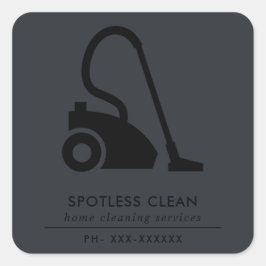 ZWARTE GRAY SIMPLE VACUUM CLEANER CLEANER SERVICE VIERKANTE STICKER
