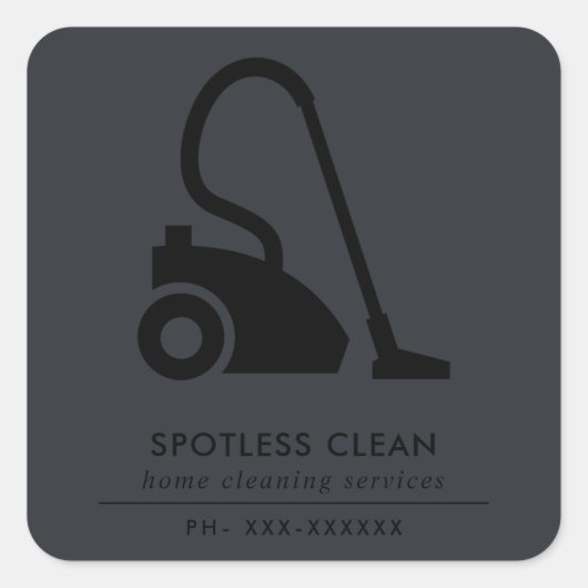 ZWARTE GRAY SIMPLE VACUUM CLEANER CLEANER SERVICE VIERKANTE STICKER (Voorkant)