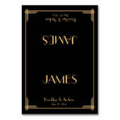 Zwarte Great Gatsby Art Deco bruiloft plaatskaarte Kaart (Voorkant)