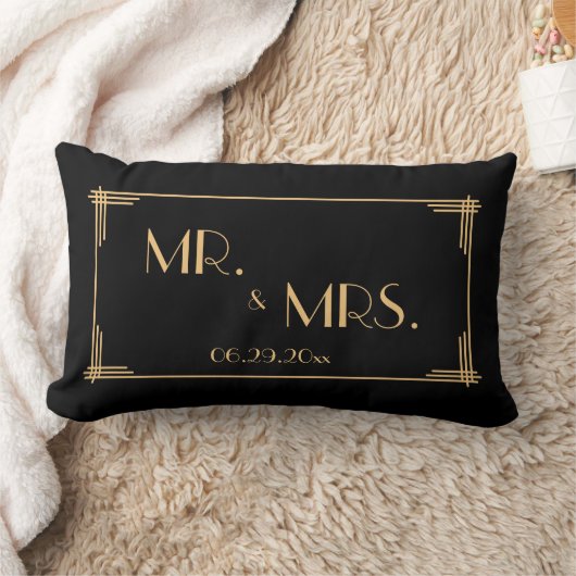 Zwarte Great Gatsby Art Deco kussen voor de bruilo (Deken)