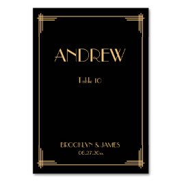 Zwarte Great Gatsby Art Deco Trouwtafelkaarten Kaart