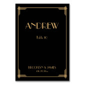 Zwarte Great Gatsby Art Deco Trouwtafelkaarten Kaart (Achterkant)