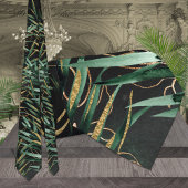 Zwarte Greenery Palms & Gold Tropical Wedding Stropdas