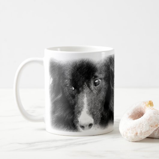 Zwarte grens Collie Animal Art Koffiemok (Met donut)
