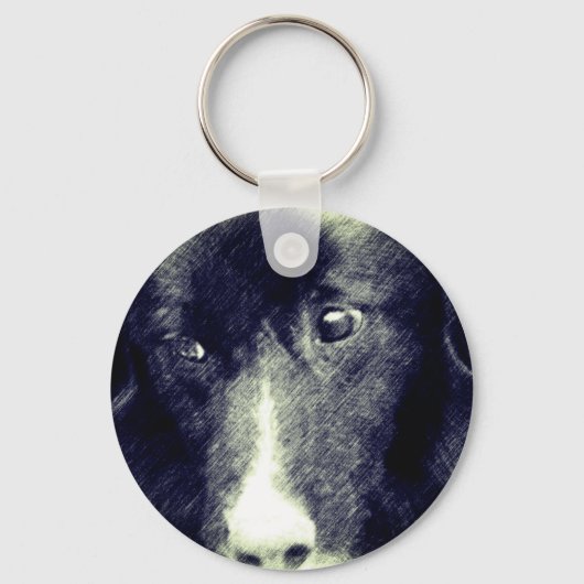 Zwarte grens Collie Animal Art Sleutelhanger (Voorkant)