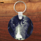 Zwarte grens Collie Animal Art Sleutelhanger (Achterkant)