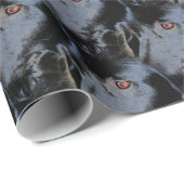 Zwarte grens Collie Dog Face Animal Art Patroon Cadeaupapier (Rol Hoek)