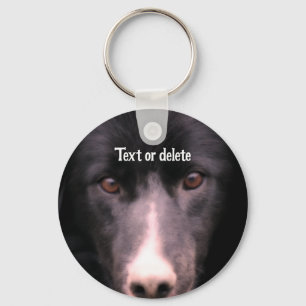 Zwarte grens Collie Face Dog Persoonlijk Sleutelhanger