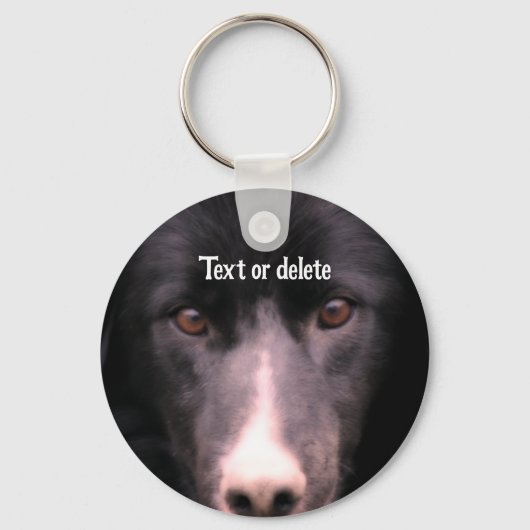 Zwarte grens Collie Face Dog Persoonlijk Sleutelhanger (Voorkant)