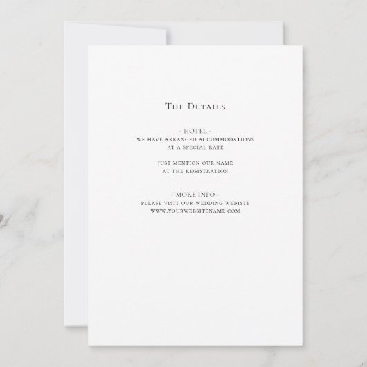 Zwarte grens Elegant Formal All-in-One Weddenschap Kaart (Achterkant)