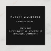 Zwarte-grens elegant professionele minimalist vierkante visitekaartje (Achterkant)