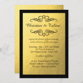 Zwarte grens Glam Swirly Flourish Gold Foil Kaart (Voorkant / Achterkant)