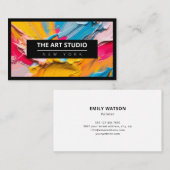 Zwarte Grens Moderne Naam Kunstwerk Kunstkunst Stu Visitekaartje (Voorkant / Achterkant)