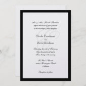 Zwarte grens shimmer traditionele monogram bruilof kaart (Voorkant / Achterkant)