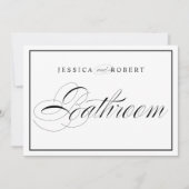 Zwarte grens van Elegant Weddenschap Bathroom Sign (Voorkant)