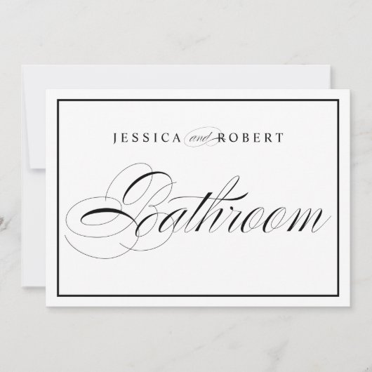 Zwarte grens van Elegant Weddenschap Bathroom Sign (Voorkant)