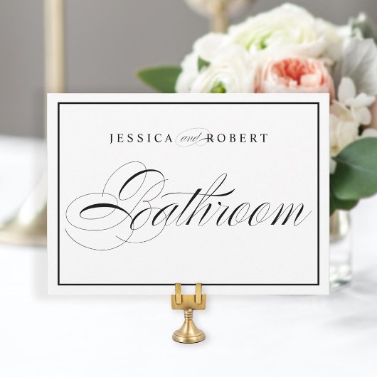 Zwarte grens van Elegant Weddenschap Bathroom Sign
