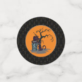 Zwarte Grens Zwarte Katten Tombstone Tree Hallowee Confetti (Kleine voorkant)