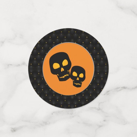 Zwarte Grens Zwarte Skulls Halloween Confetti (Kleine voorkant)