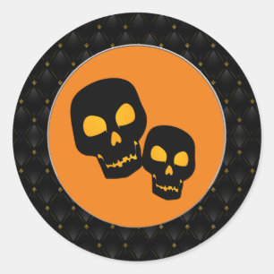 Zwarte Grens Zwarte Skulls Halloween Ronde Sticker