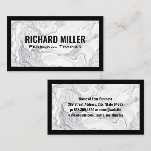 Zwarte Grenzen | Elegant Marble Visitekaartje (Voorkant / Achterkant)