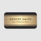 Zwarte grenzen gouden gradiëntnaam en titel naamplaatje (Voorkant)