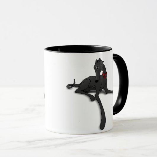Zwarte Greyhound Art Mok (Voorkant rechts)