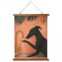 Zwarte Greyhound die poten wast Muur Kunst