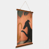 Zwarte Greyhound die poten wast Muur Kunst Hangend Wandkleed (Gebogen)
