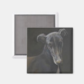 Zwarte Greyhound Hond Art Magnet (Voorkant / Achterkant)