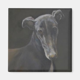 Zwarte Greyhound Hond Art Magnet