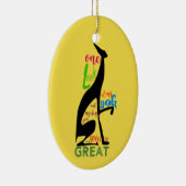 Zwarte Greyhound-hond Silhouet Geel Keramisch Ornament (Rechts)