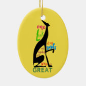 Zwarte Greyhound-hond Silhouet Geel Keramisch Ornament (Achterkant)