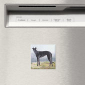 Zwarte Greyhound Staande Hond Art Magnet (Insitu (Vaatwasser))