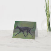 Zwarte Greyhound Trotting Dog Art Note Kaart (Voorkant)