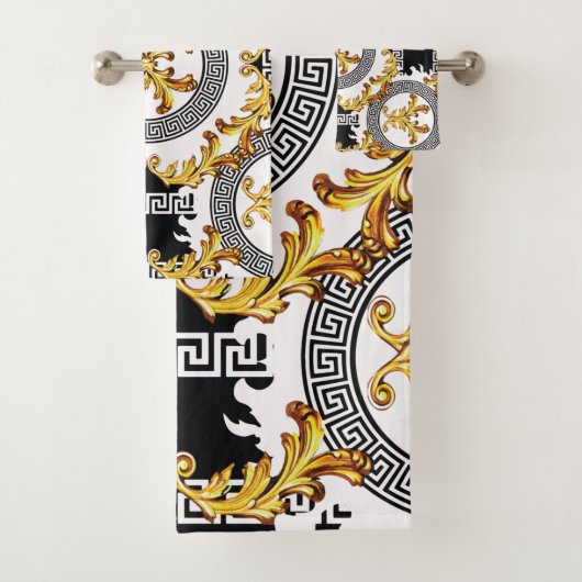 Zwarte Griekse decoratie Bad Handdoek (Insitu)
