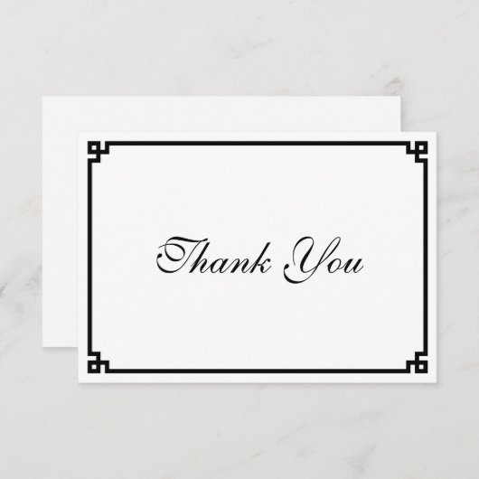 Zwarte Griekse hoofdgrens Bedankkaart (Voorkant / Achterkant)