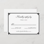 Zwarte Griekse hoofdgrens RSVP Kaartje (Voorkant / Achterkant)