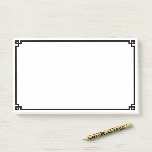 Zwarte Griekse sleutelgrens voor sierdoeleinden Post-it® Notes (Op bureau)