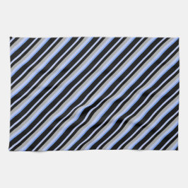 Zwarte grijs en schaduwen van blauwe strepen theedoek