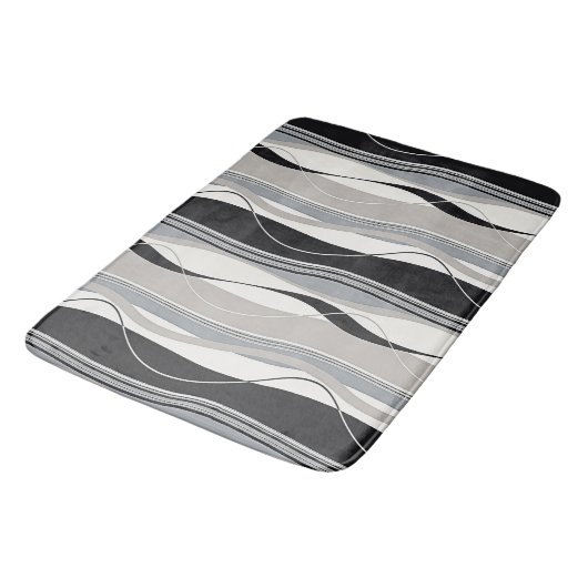 Zwarte grijs en wit ongeëvenaarde golven badmat (Gekanteld)